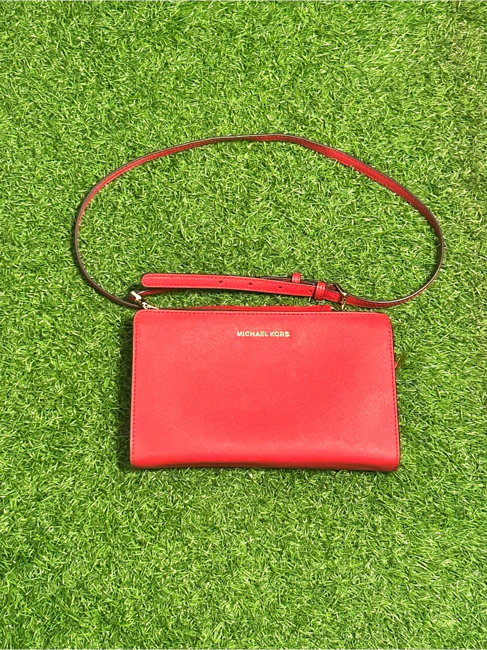 Michael Kors Red Saffiano Crossbody Wallet